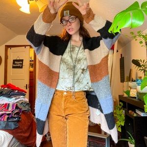 long striped soft cardigan